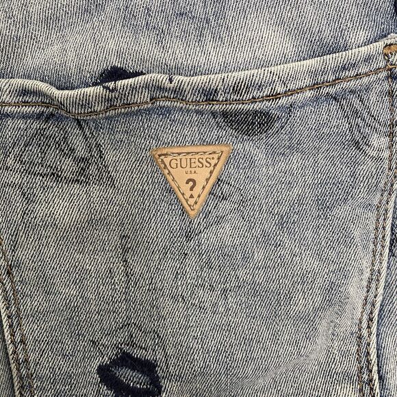 Guess Los Angeles Shorts Womens 26 Cutoff Denim Rose Embroidered - Picture 6 of 7